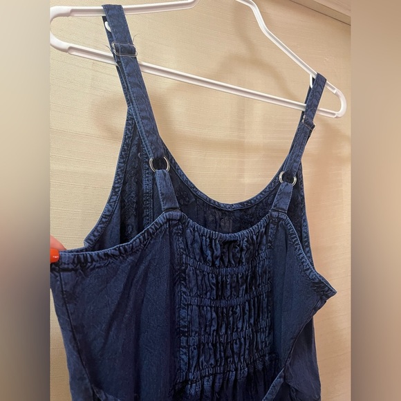 Navy Blue Boho Retro Lace-Up Maxi Dress by My Choice – 100% Rayon - Picture 8 of 9